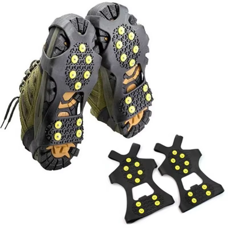 10 goujons anti-dérapant neige glace pince chaussure d'escalade pointes poignées Crampons couvre-cha