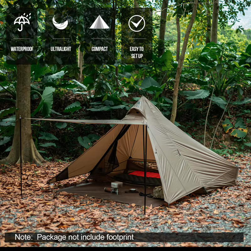 OneTigris – tente de Camping TETRA pour 1 à 2 personnes, Tipi léger, étanche, avec sac à dos, 3000mm