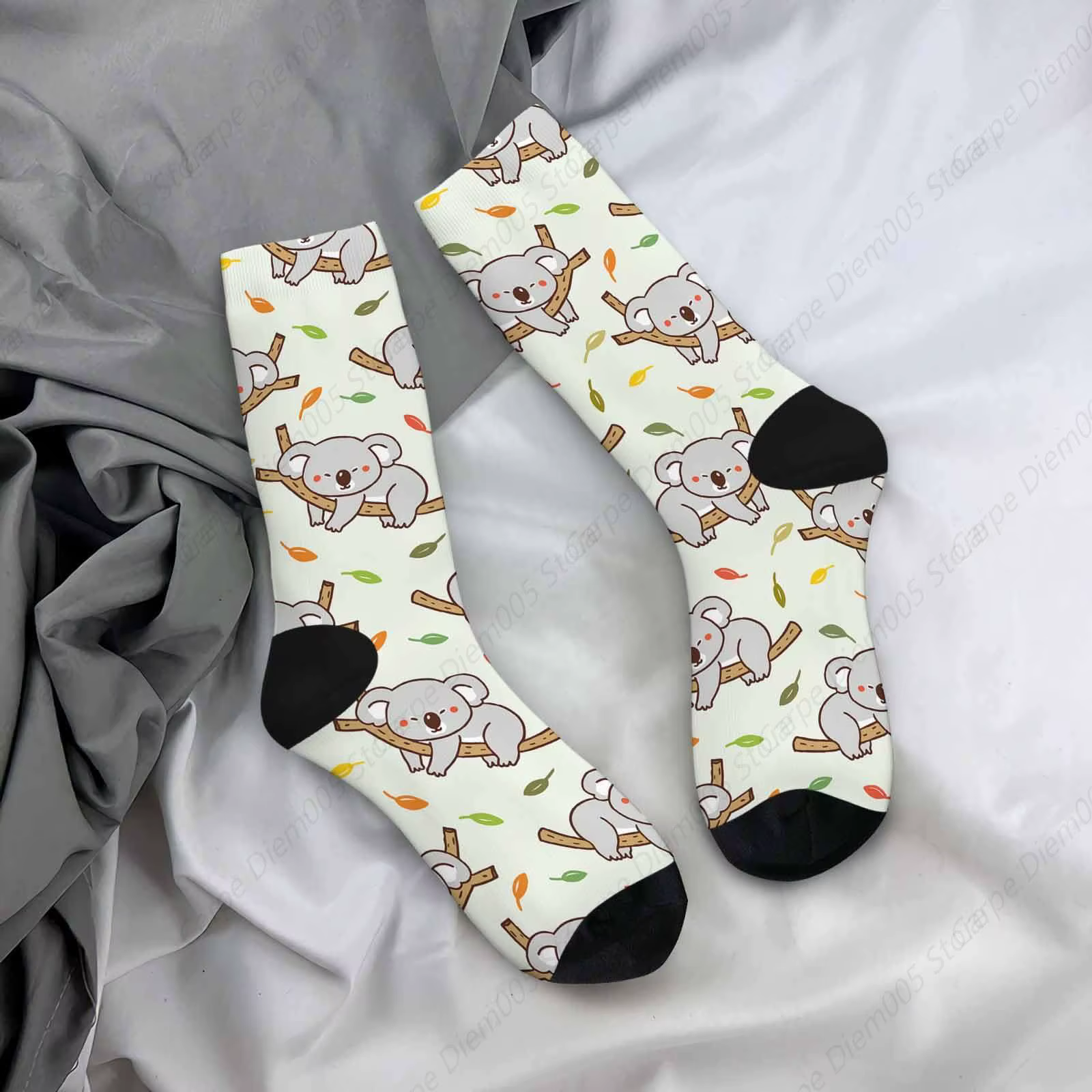 Animal Koala drôle nouveauté fou équipage chaussettes branche feuille faune mignon Nature hommes cha