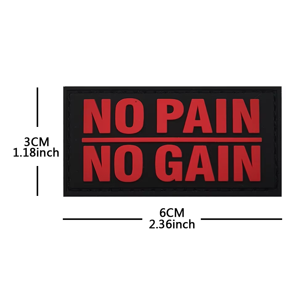 Accessoires de sac d'extérieur : Badge auto-agrippant inspirant 'No Pain No Gain', Autocollant en ti