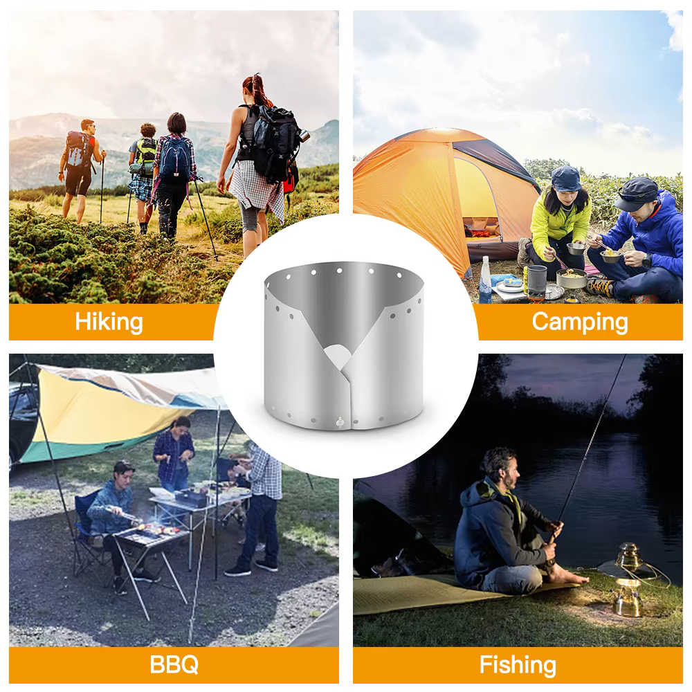 Cuisinière à gaz titane pare-vent écran Camping en plein air poêles pare-brise pliable cuisinière à
