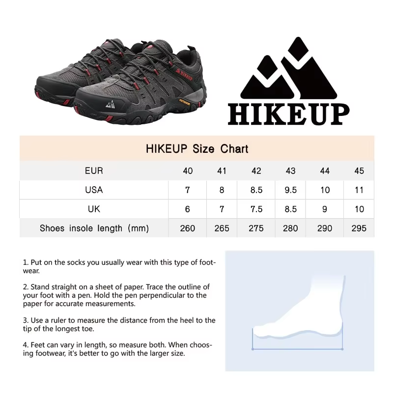 HIKEUP-Chaussures de randonnée en cuir suédé pour homme, baskets d'extérieur résistantes à l'usure,