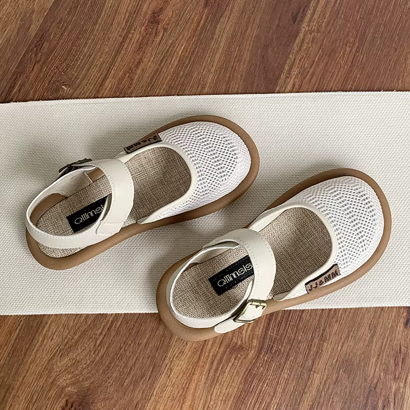 Baotou pantoufles 2025 chaussures d'été pour femmes sandales respirantes à fond plat décontractées c