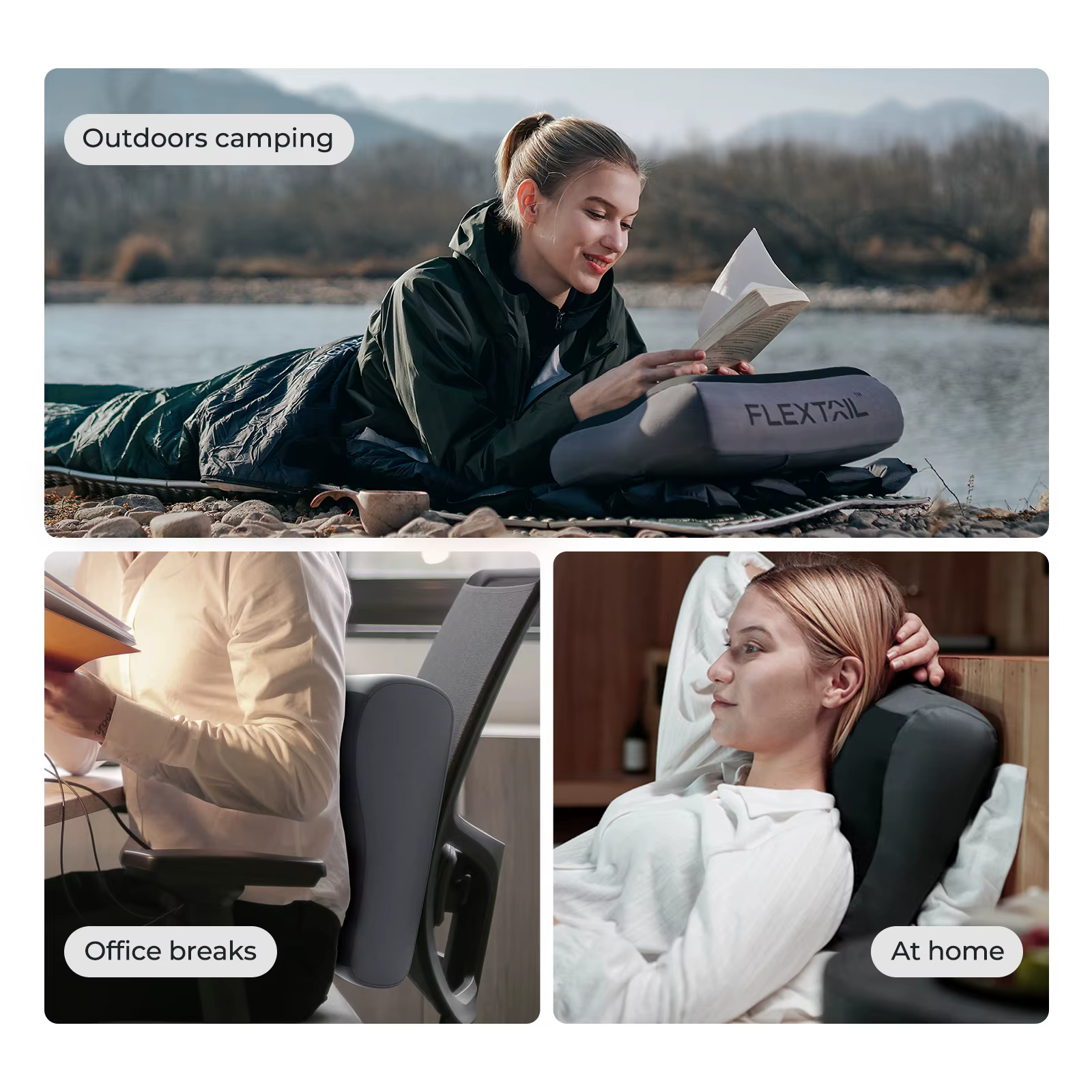FLEXTAIL Oreiller de camping gonflable, oreiller ergonomique pour voyage et maison, léger et lavable