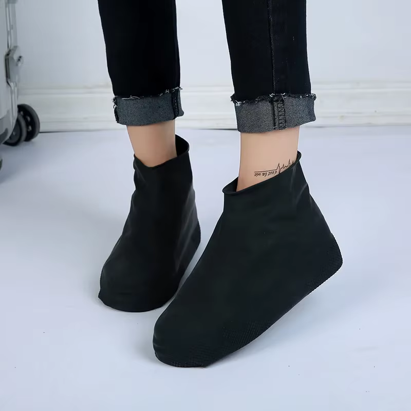 Couvre-chaussures imperméables en caoutchouc antidérapant, surchaussures de pluie réutilisables, sem