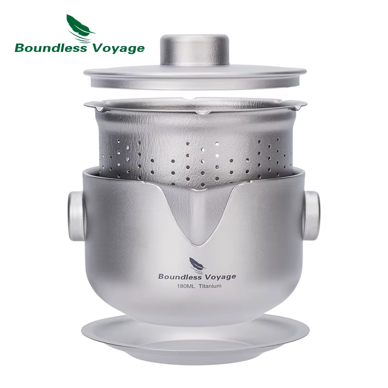 Boundless Voyage-Tasse à café à double paroi, théière en titane avec couvercle et filtre, théière ul
