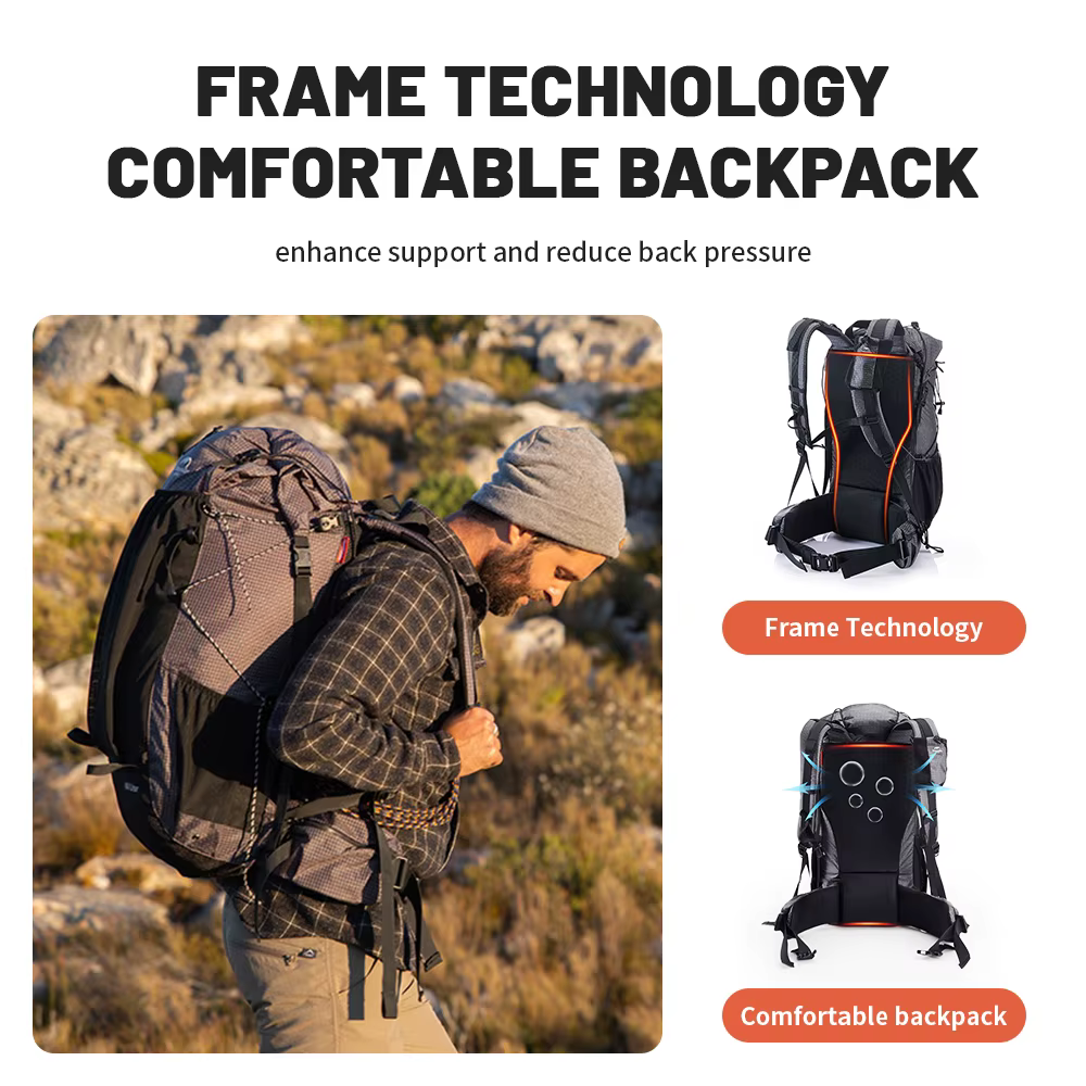Naturerandonnée Camping sac à dos 60 + 5L grande capacité étanche sac d'escalade ultraléger voyage h
