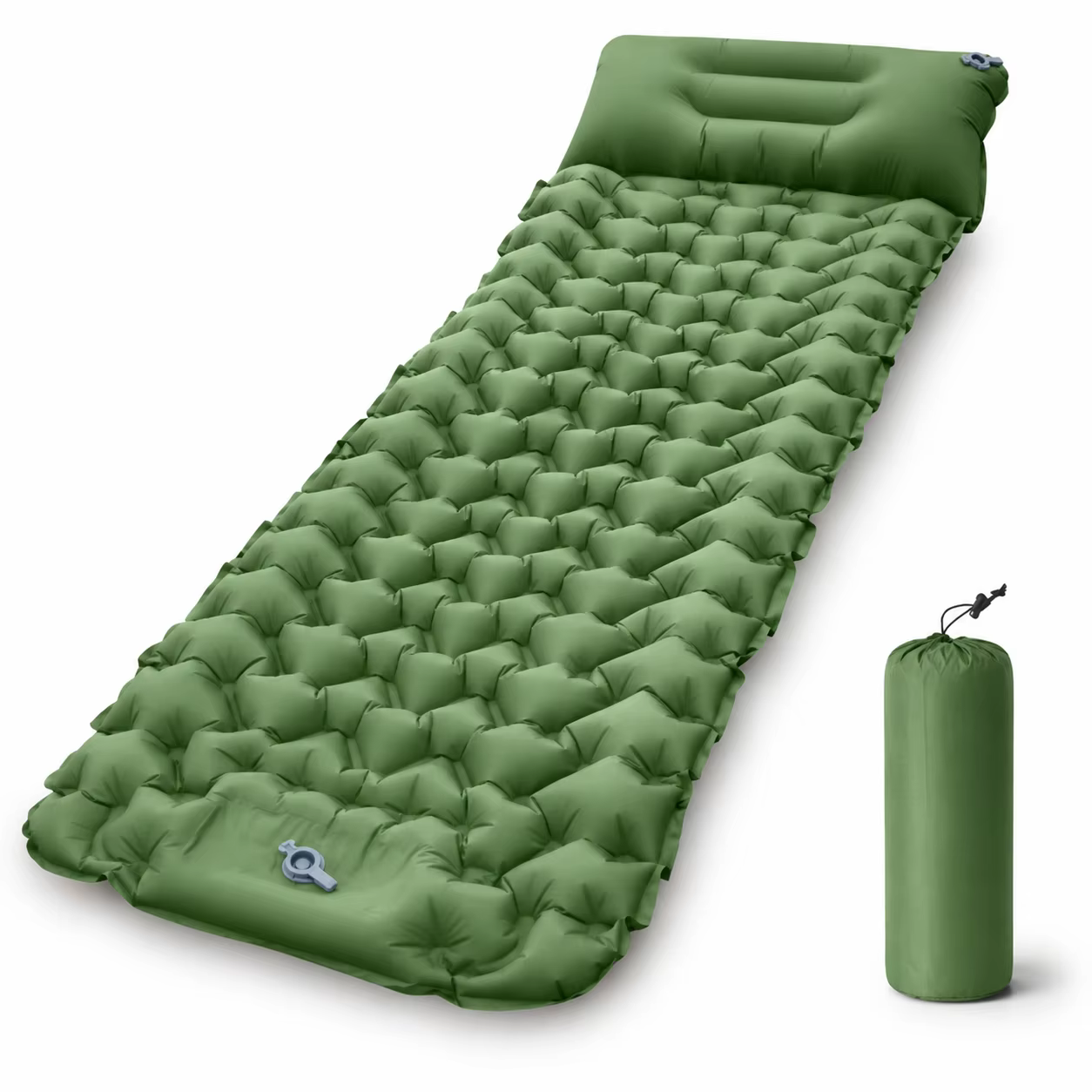 Matelas de camping gonflable avec oreiller, tapis de couchage auto-gonflant pour le tourisme en plei