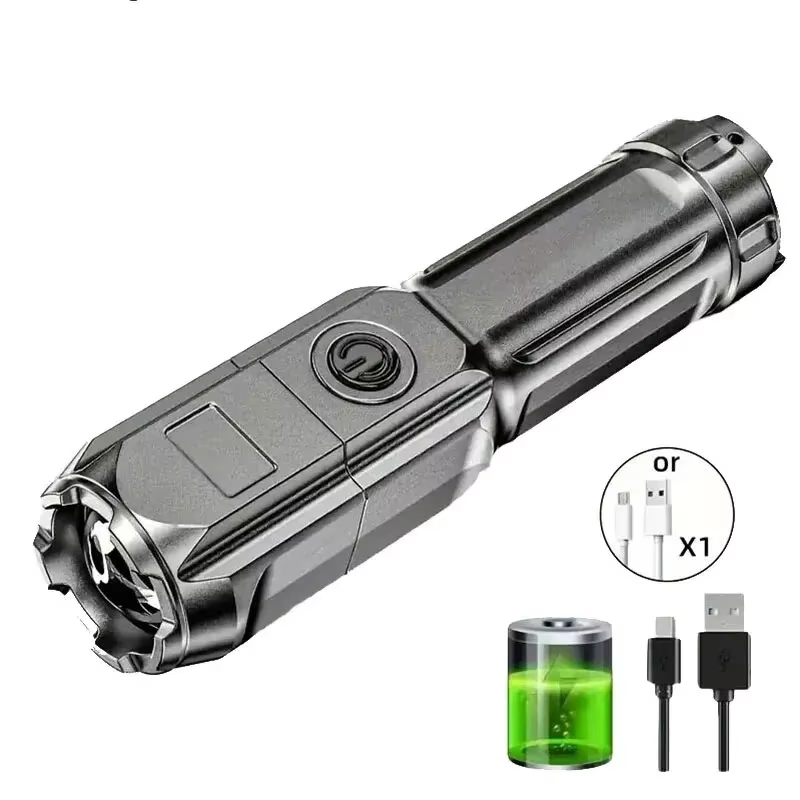 Puissante lampe de poche LED Rechargeable USB étanche Zoom pêche chasse Camping 100.00 Lumen lampe d