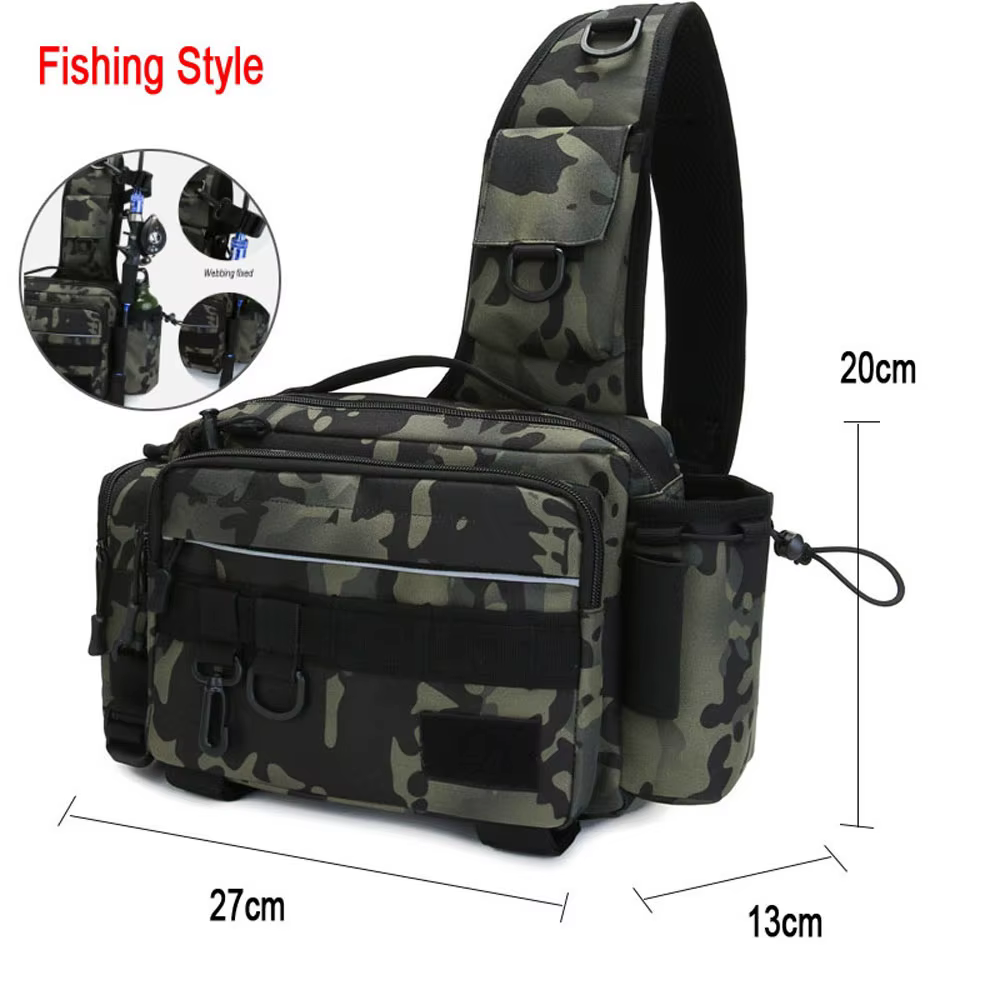 Multifonctionnel Plus grand sac de leurre de pêche étanche épaule bandoulière équipement de pêche ma