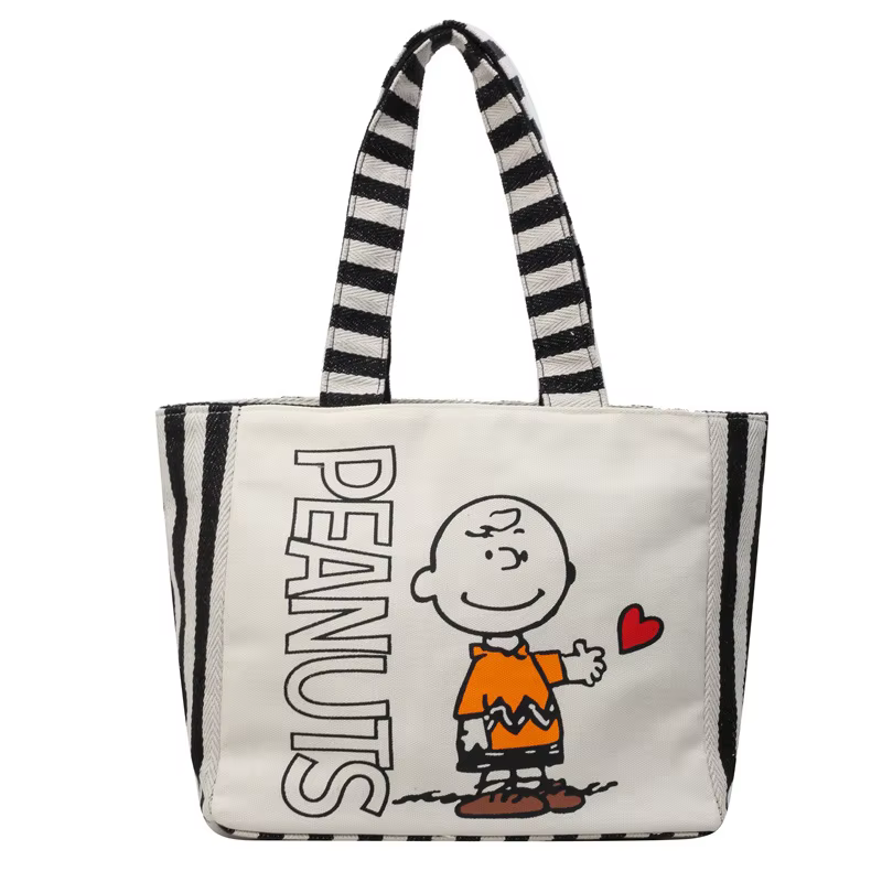 Kawaii – sac en toile pour femmes, grande capacité, Snoopy, sac de Shopping Bento à main, fourre-tou