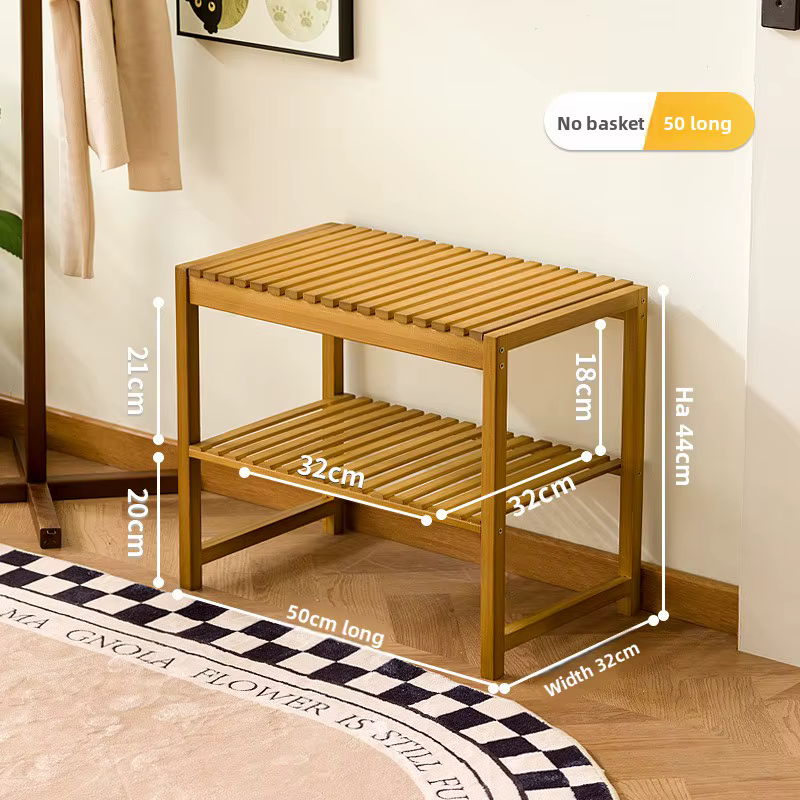 Meuble à chaussures domestique de 50-70 cm de long, tabouret à chaussures en bambou et en bois à rab