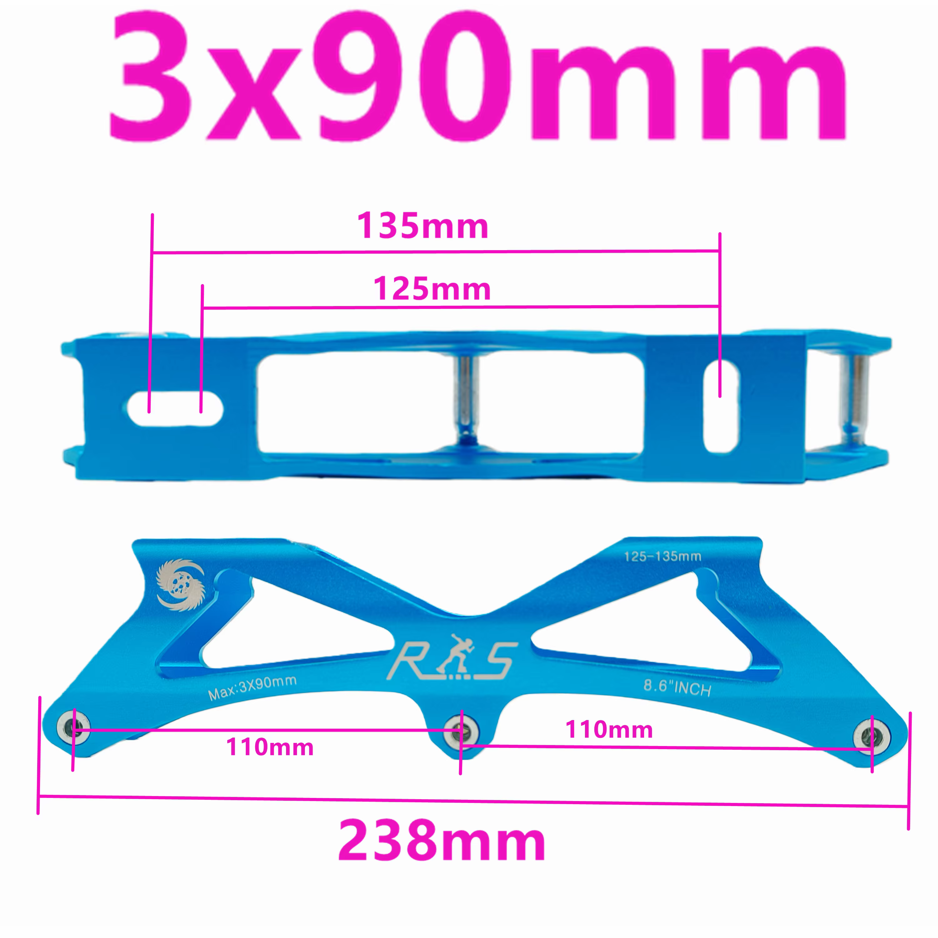 cadre de patins de vitesse cadre de vitesse enfants 3x90mm 3x100mm 135-165MM