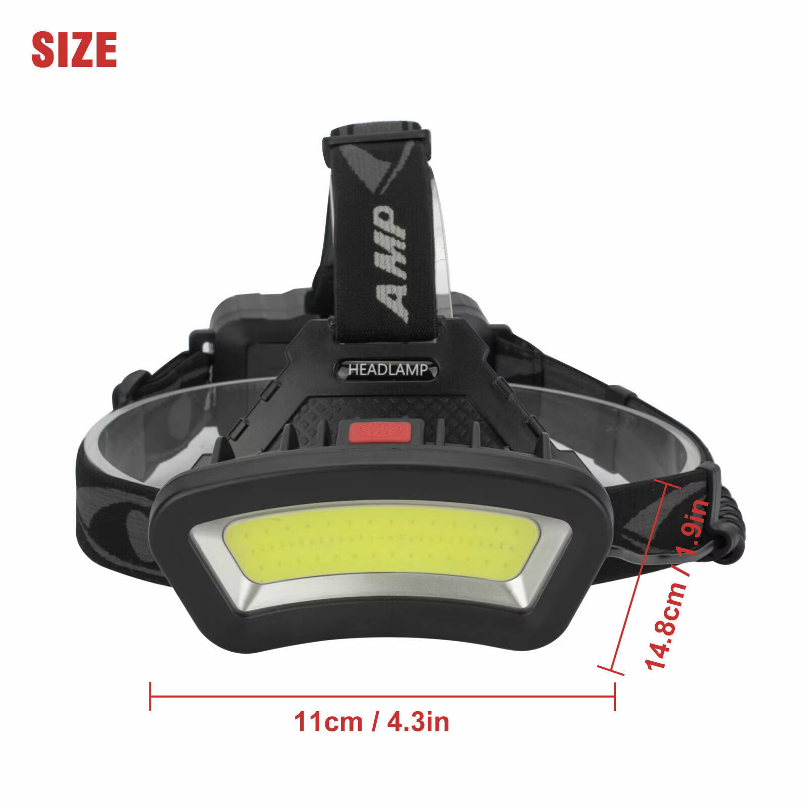 Lampe frontale large LED COB, éclairage à large portée, Rechargeable par USB, grand Angle, avec affi