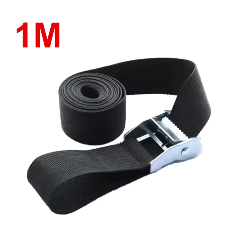 Sangle de Bagages Noire à Cliquet de 6m x 25mm, Ceinture de Bain, Attache de Cargaison avec Structur