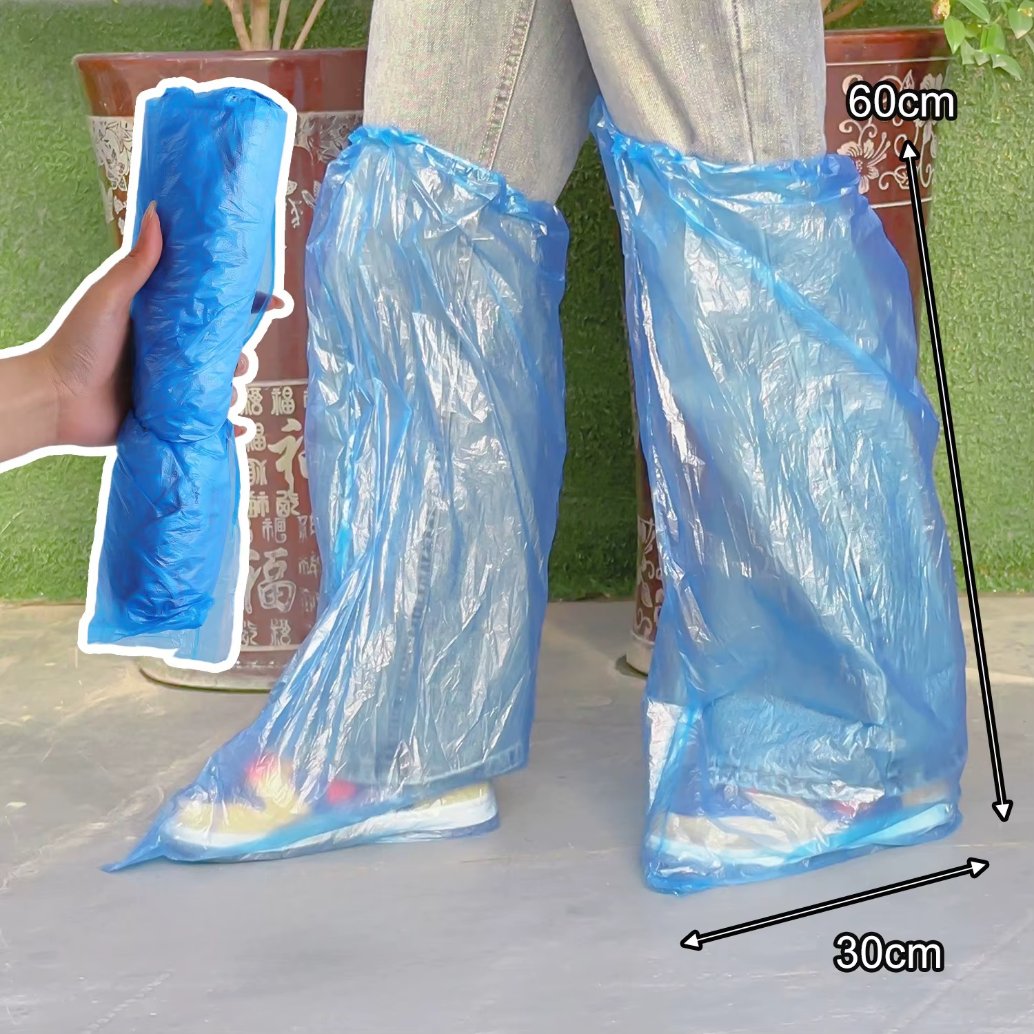 Surchaussures jetables imperméables longues en plastique, antidérapantes, pour jardinage, randonnée,