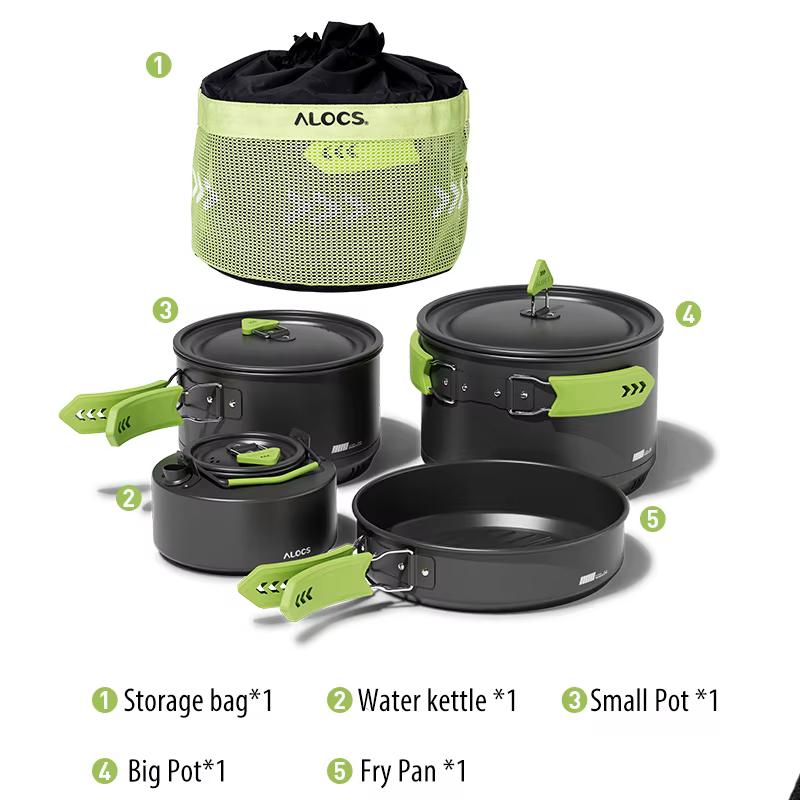Alocs CW-C65 Camping Batterie de Cuisine Casseroles Rurry saupoudrer Bouilloire à Eau Ensemble Compa
