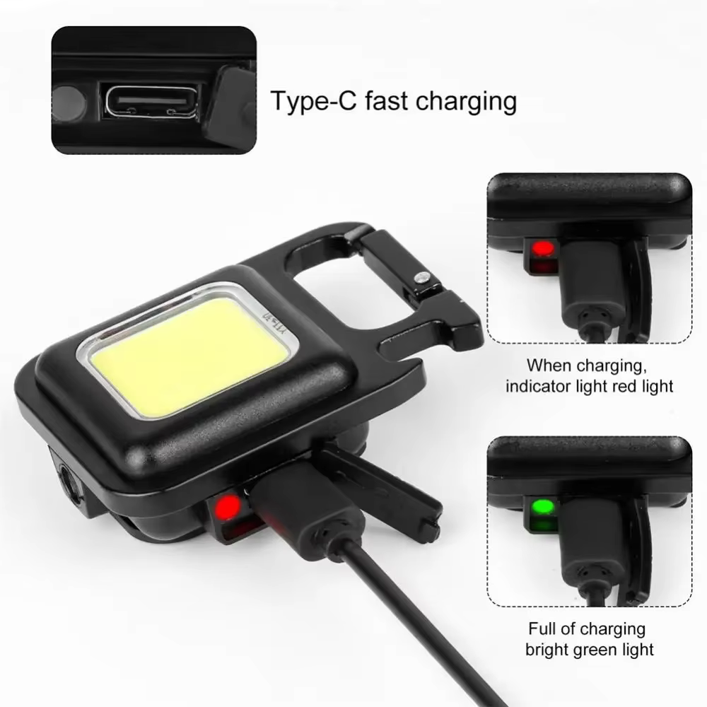 Mini lampe de poche LED COB, porte-clés EDC Super lumineux, lampe de poche d'urgence pour Camping en