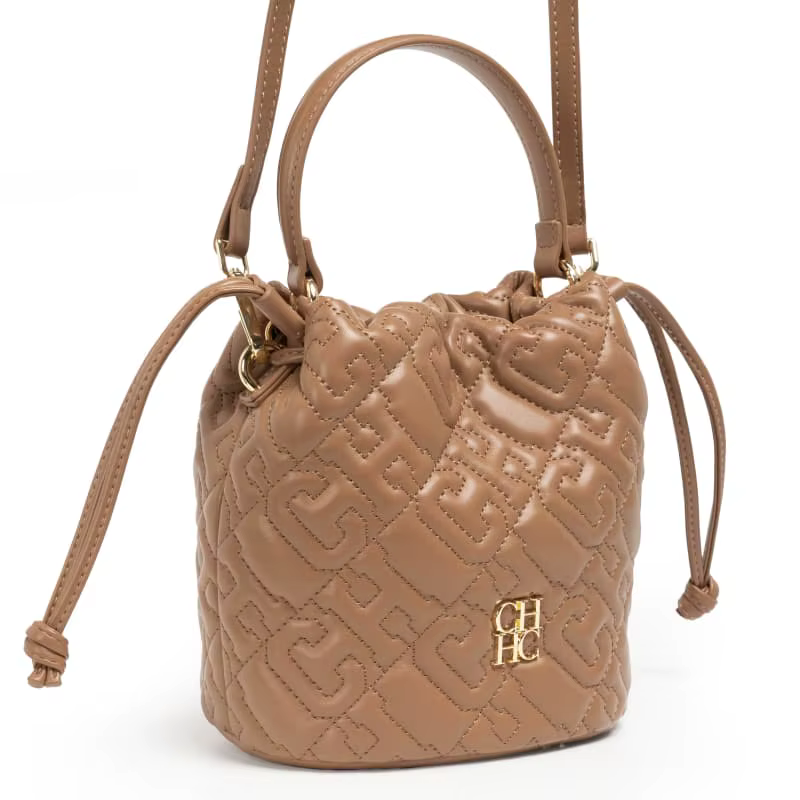 Sac seau pour femme CH en cuir PU à motif gaufré, avec cordon de serrage, bandoulière amovible et po