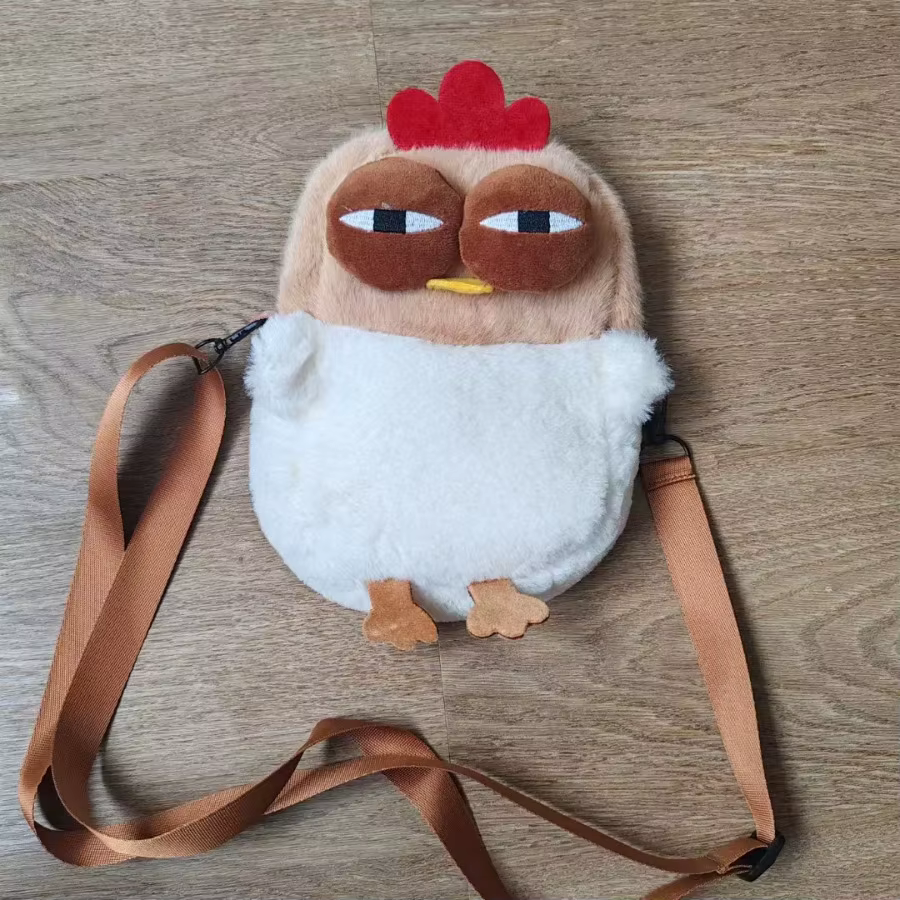 Sac à bandoulière feuille poule fourrure poulet en peluche sac à main drôle Kawaii poulet pendentif 
