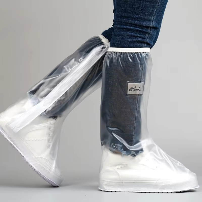 Couvre-chaussures à tube haut pour hommes et femmes, avec bord pressé et semelle épaisse, résistant