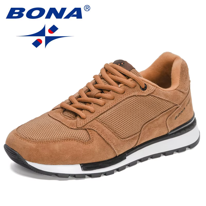 BONA-Chaussures de marche en daim pour hommes, baskets d'extérieur confortables, décontractées, de n