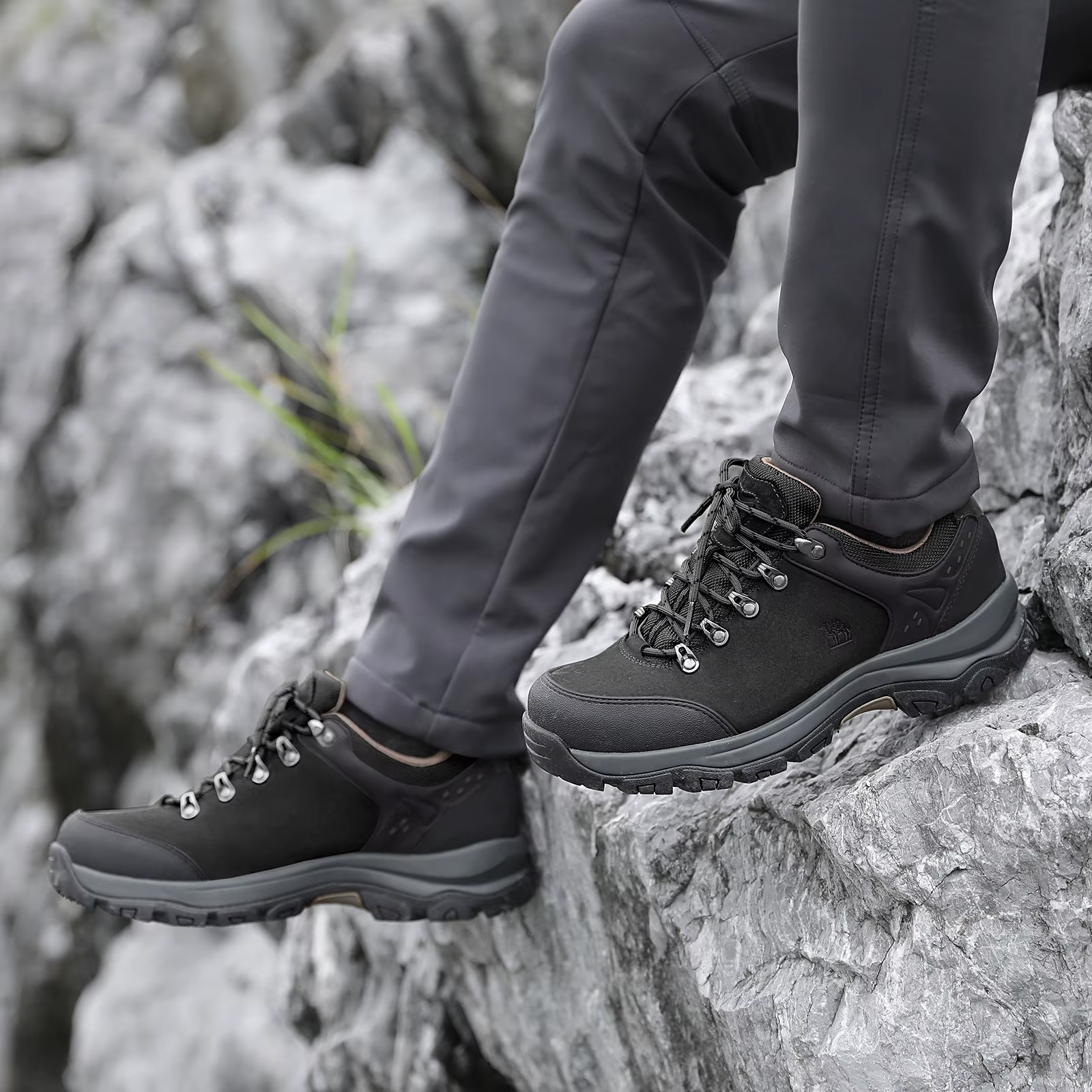 GOLDEN CAMEL – chaussures de randonnée imperméables pour hommes, bottes basses d'extérieur en cuir,