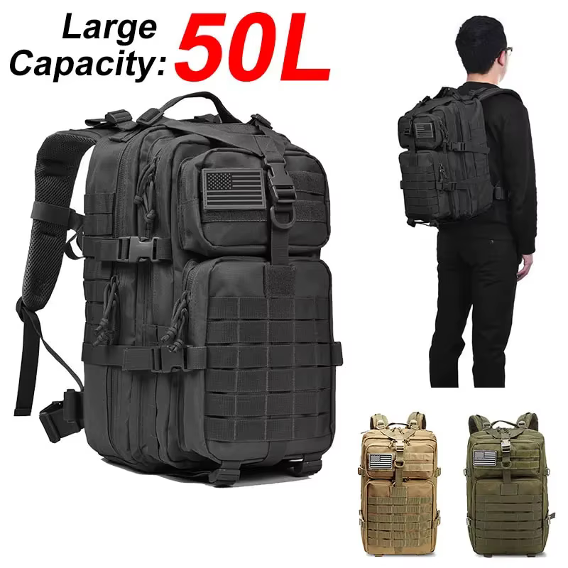 50L grande capacité hommes sac à dos tactique 3P Softback extérieur étanche Bug sac à dos randonnée 