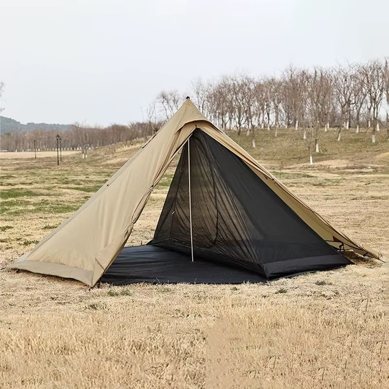 Tente de randonnée en plein air, tente double ultra légère, tente pyramide indienne avec auvent, pou