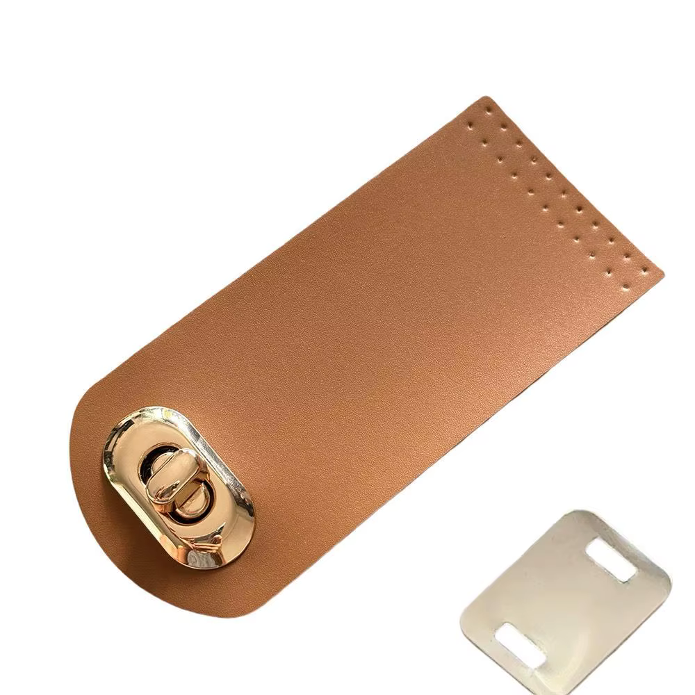 Boucle de sac en cuir 5.5x12cm, boutons à loquet, couture faite à la main, couverture rabattable, ac
