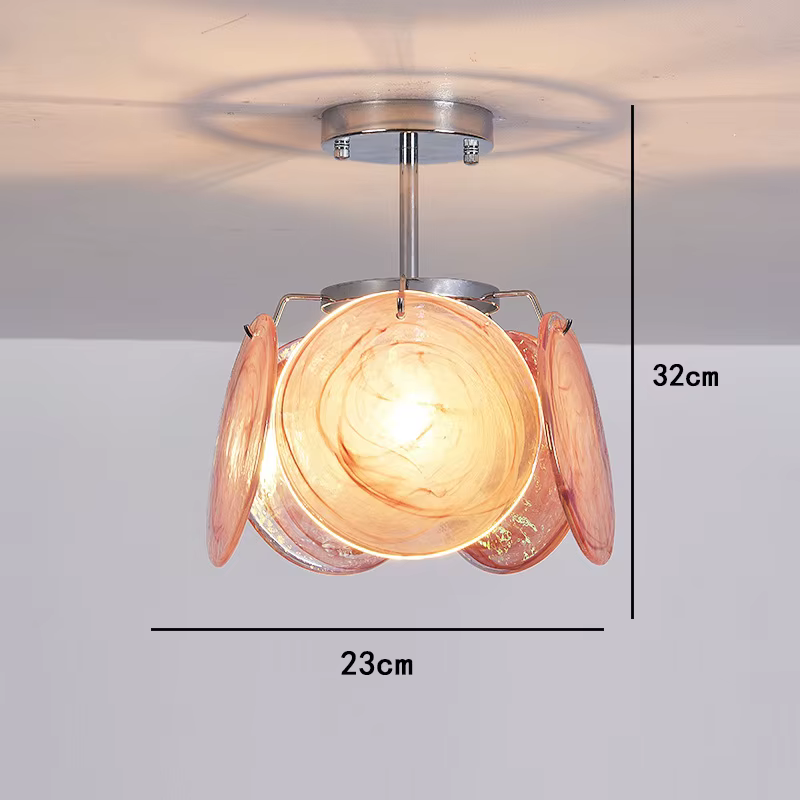 Plafonnier LED Vintage en Verre Rouge au Design poumons, Luminaire Décoratif d'Nik, Idéal pour un Pl