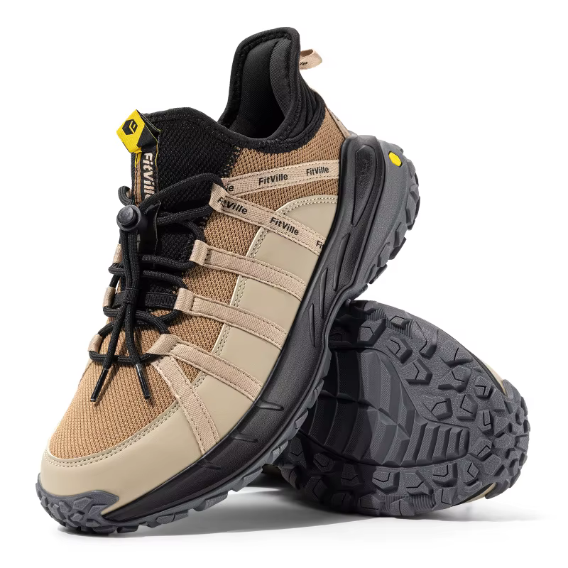 Chaussures de randonnée FitVille pour hommes, larges, à enfiler, pour la marche en extérieur, avec s