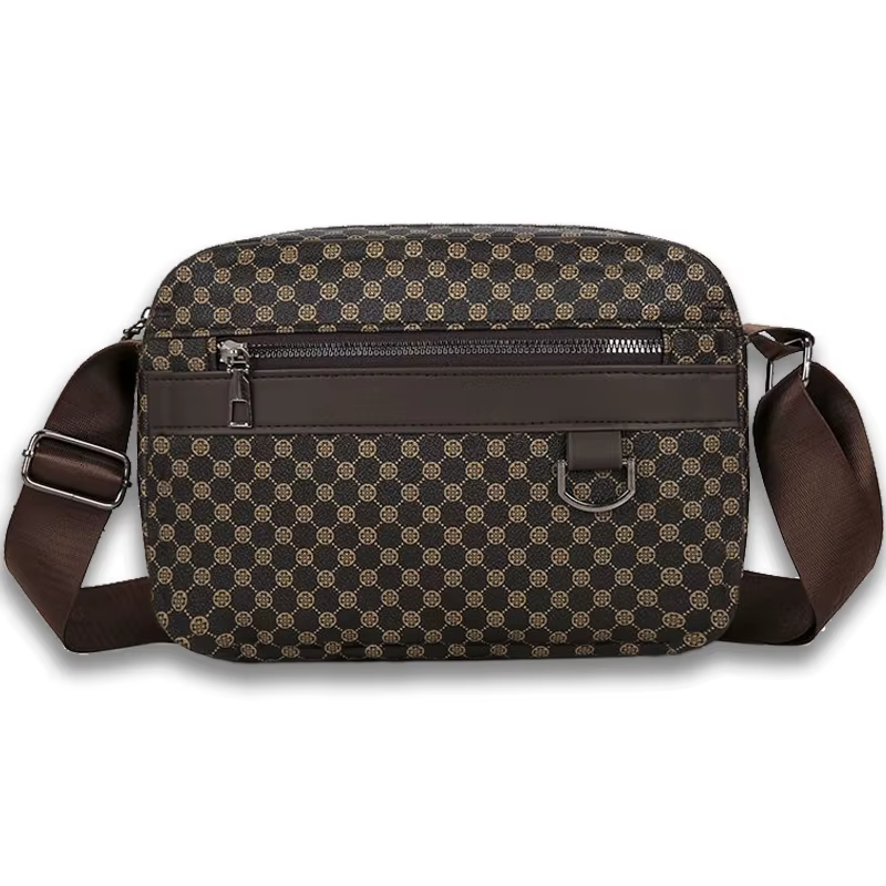 Sac à bandoulière décontracté de grande capacité, sac à bandoulière pour homme avec imprimé monogram