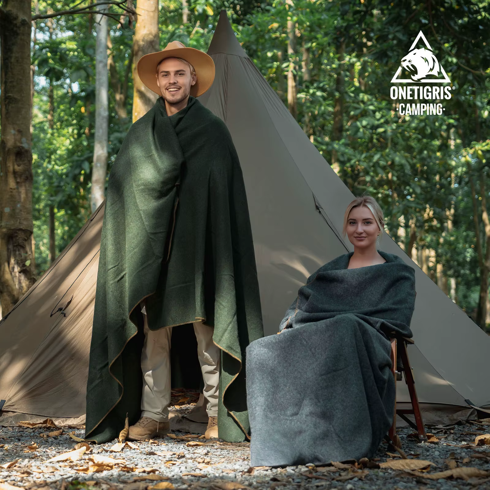 ONETIGRIS grande couverture en laine confortable lavable ultraléger Camping hiver couverture couette