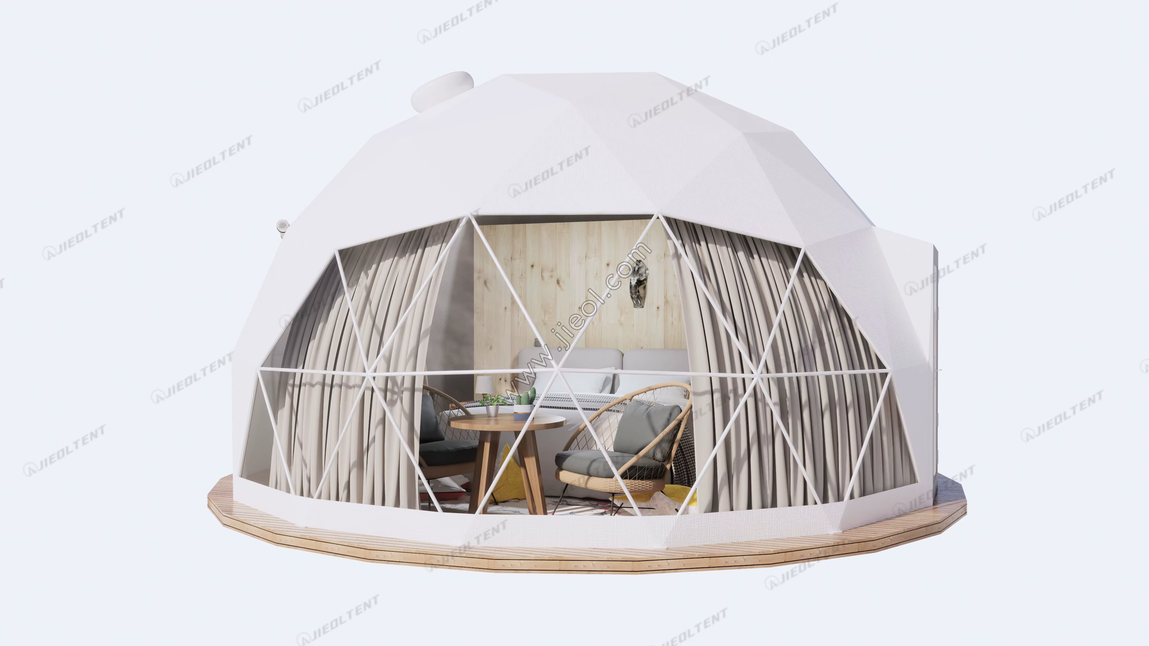 Tente Dôme de Luxe Moderne, Tissu PVC Transparent Imperméable, Tente en Toile avec Poteaux en Alumin