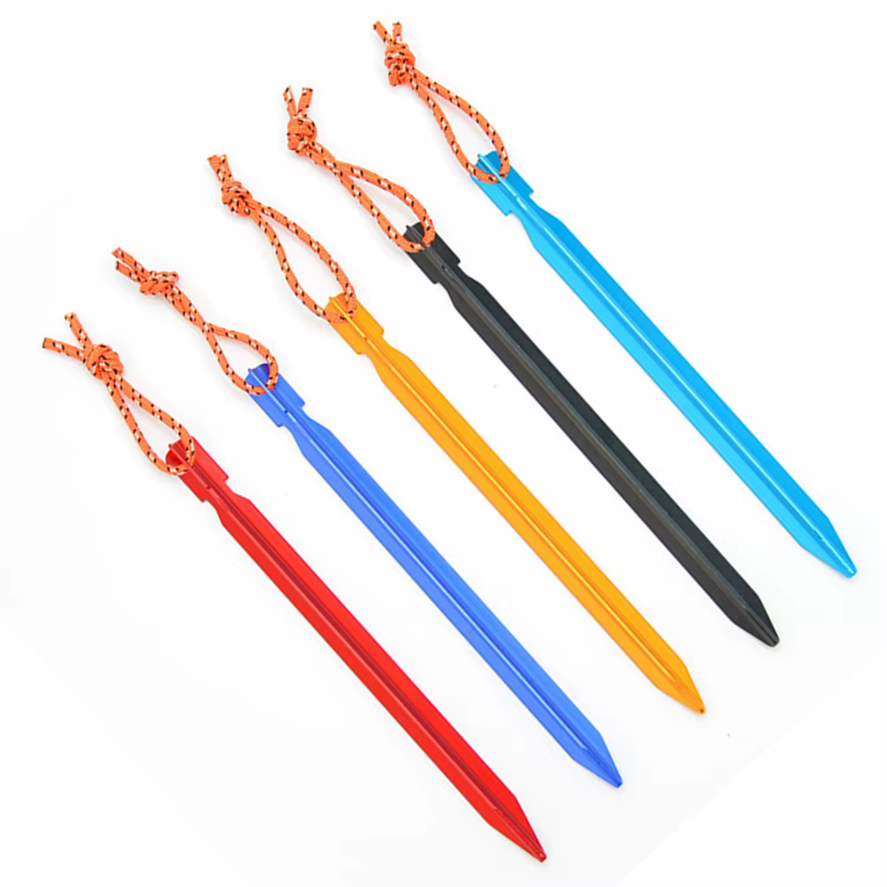 1 ensemble de piquets de tente en alliage d'aluminium, clous, piquets, cordes, accessoires de tente
