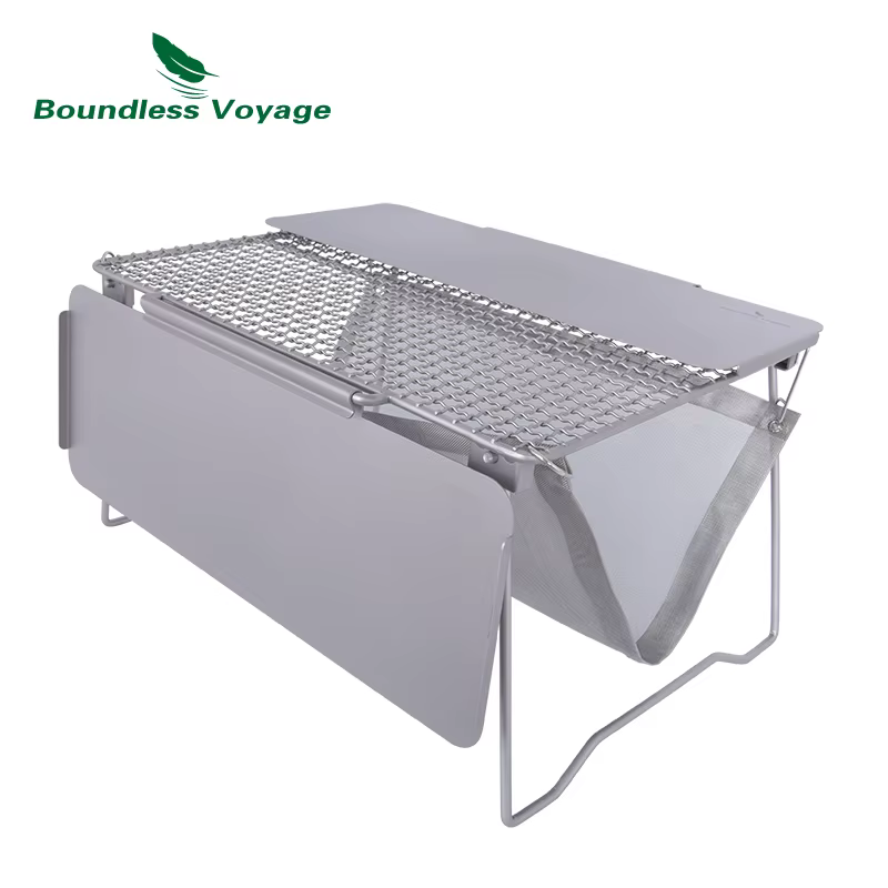Boundless Voyage Portable Grill, Table de camping, Pliant en titane, Grille de feu de camp, Pique-ni