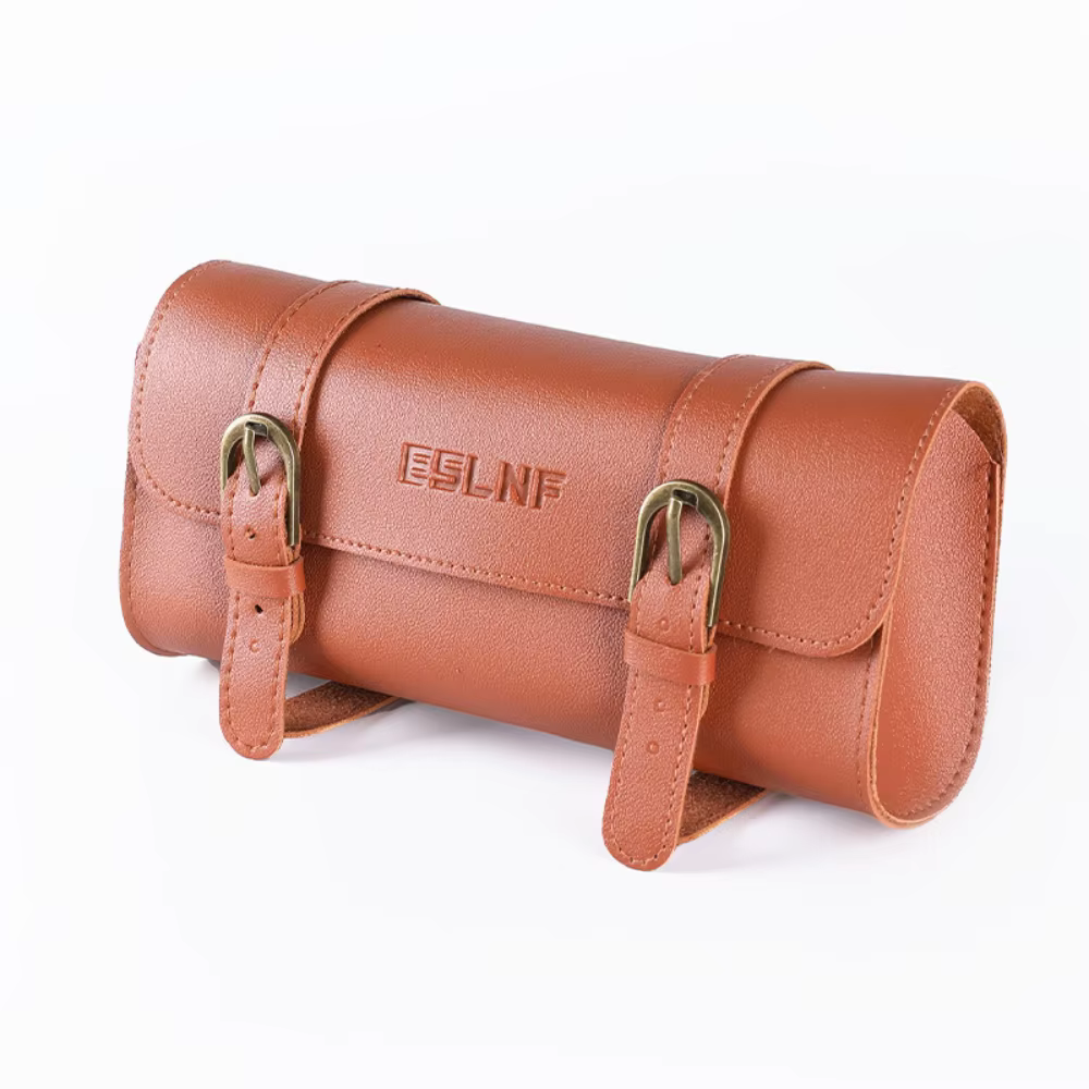 Sac de guidon de vélo en cuir vintage Sac de tube supérieur de vélo marron Sac à outils de vélo Poch