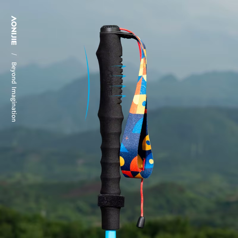 AONIJIE E4207-Bâton de Randonnée Unisexe en Alliage d'Aluminium, 4 Sections, Bâton de Marche de Fond