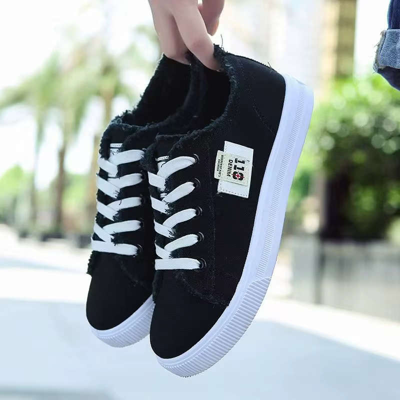 Chaussures en toile pour femmes, baskets décontractées à lacets, respirantes, en denim bleu clair, c