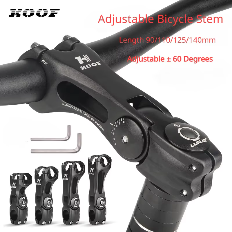 Tige de vélo vtt réglable 25.4 31.8mm tige de guidon de vélo ultralégère 3D forgée ± 60 °   Puissanc