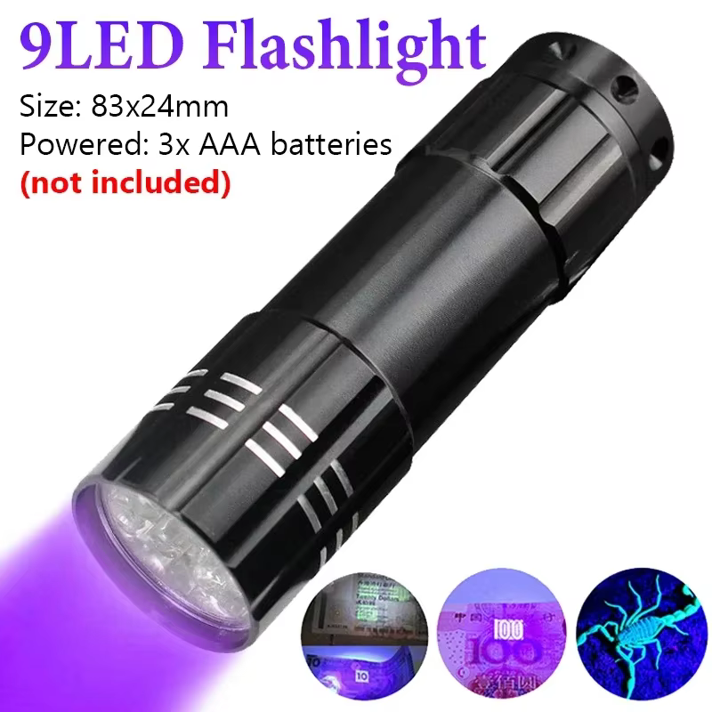 Lampe de poche UV LED torche ultraviolette Zoomable Mini lumières ultraviolettes 395/365nm lampe d'i