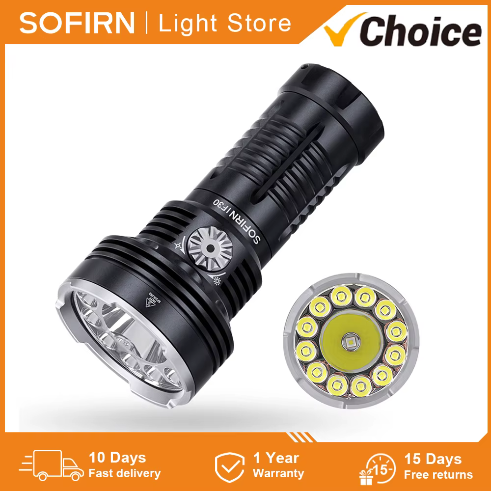 Sofirn IF30 12000lm SFT40 lampe de poche LED puissante 32650 batterie lanterne USB C torche Recharge