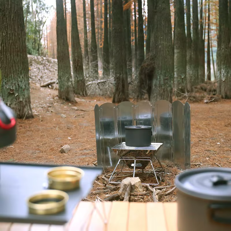 Grand pare-vent pour poêle à bois, pare-vent de camping, barbecue en plein air, Eva de cuisson galva