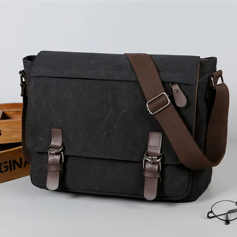 Sac messager en toile rétro pour hommes, grand sac à bandoulière, sac à bandoulière décontracté pour