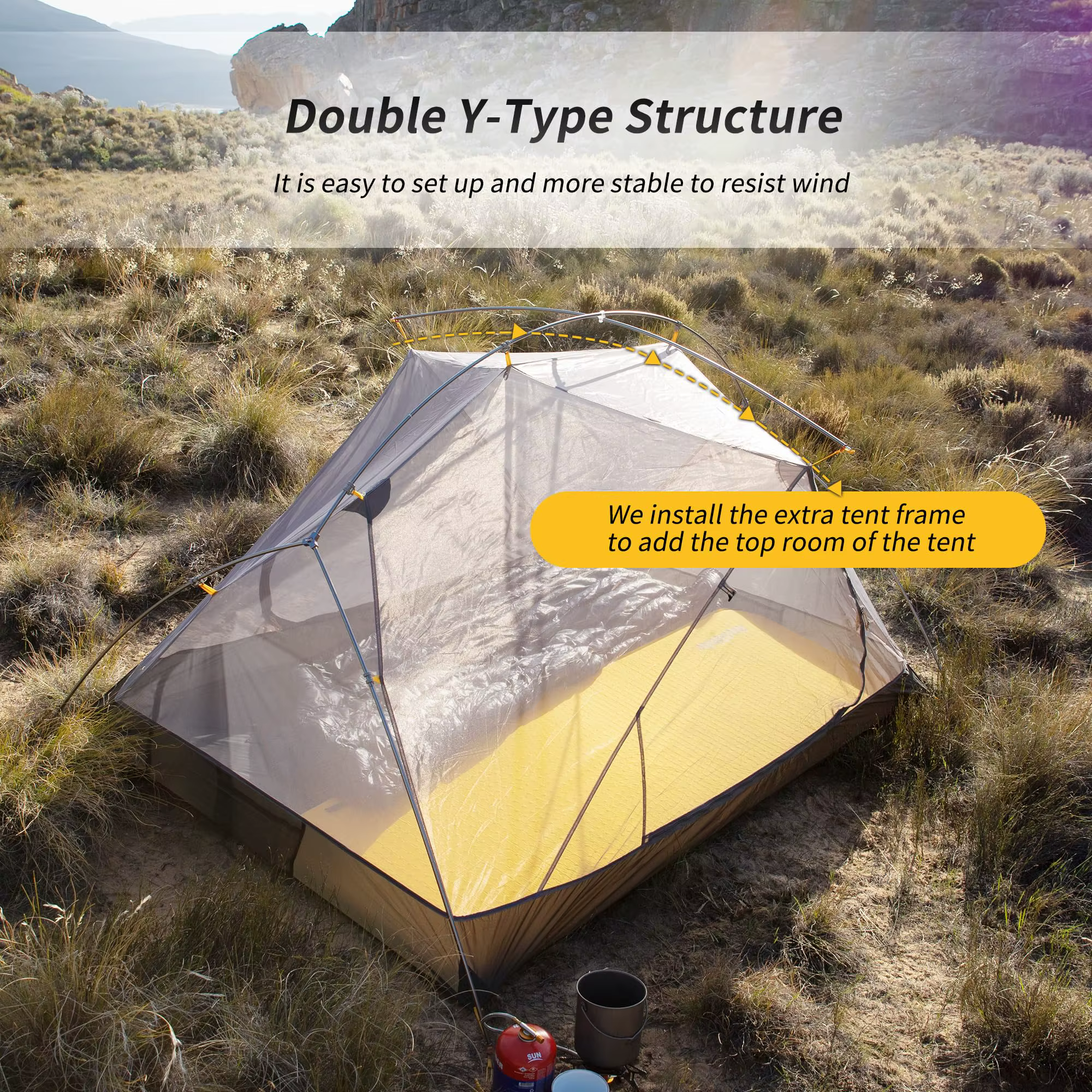 Tente de camping Naturehike Mongar 2, ultralégère, pour l'extérieur, 3 saisons, imperméable, en nylo