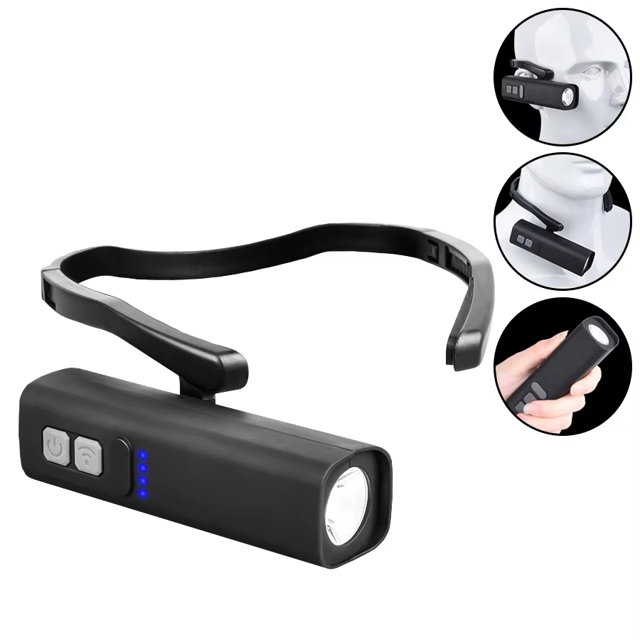Lampe frontale de course avec pince d'oreille, phare LED rechargeable par induction, torche frontale