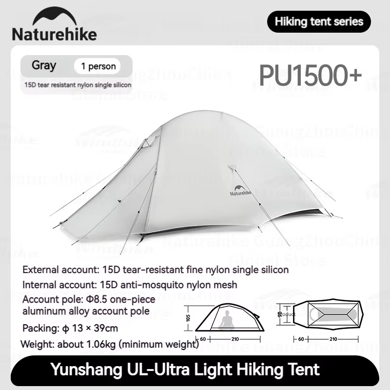 Natureifa-Tente Cloud Up UL ultralégère pour 1 à 2 personnes, double couche, étanche 15D, 3 saisons,