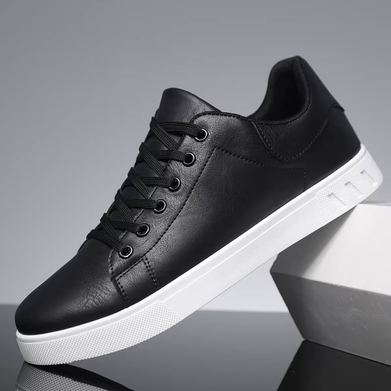 Chaussures de sport en cuir marron pour hommes, baskets vulcanisées, polyvalentes, couleur unie, gra