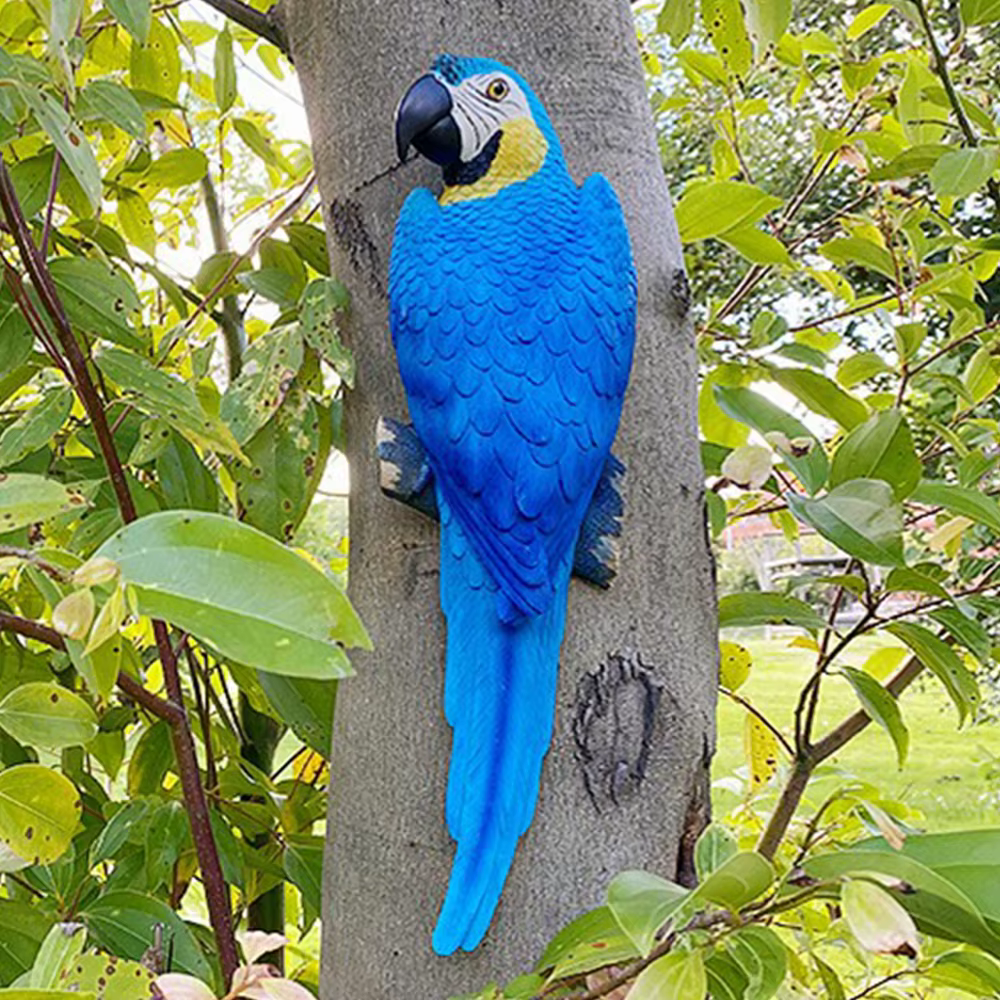 Statue de perroquet murale pour jardin extérieur, artisanat en résine de simulation, sculptures de j